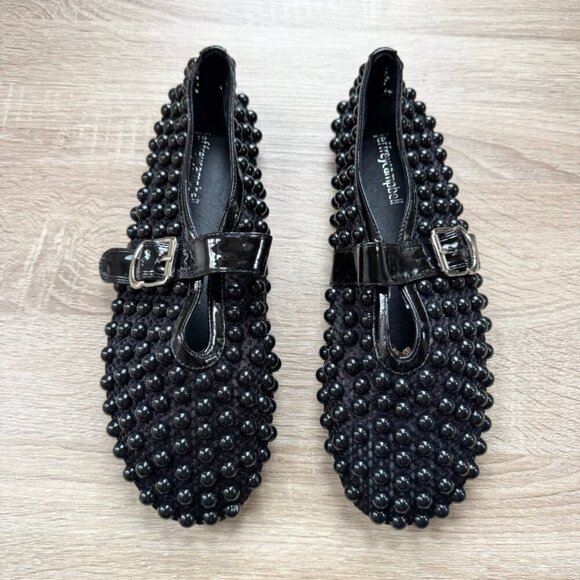 Jeffrey Campbell Shoes - New Jeffrey Campbell Trennel Mary Jane Beaded Ballet Flats Black 8
